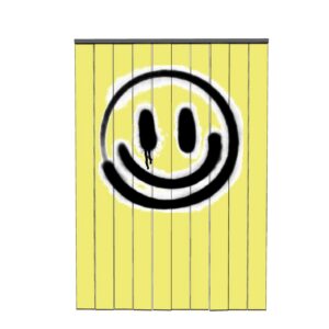 Flappengordijn met smiley geel L150xH200
