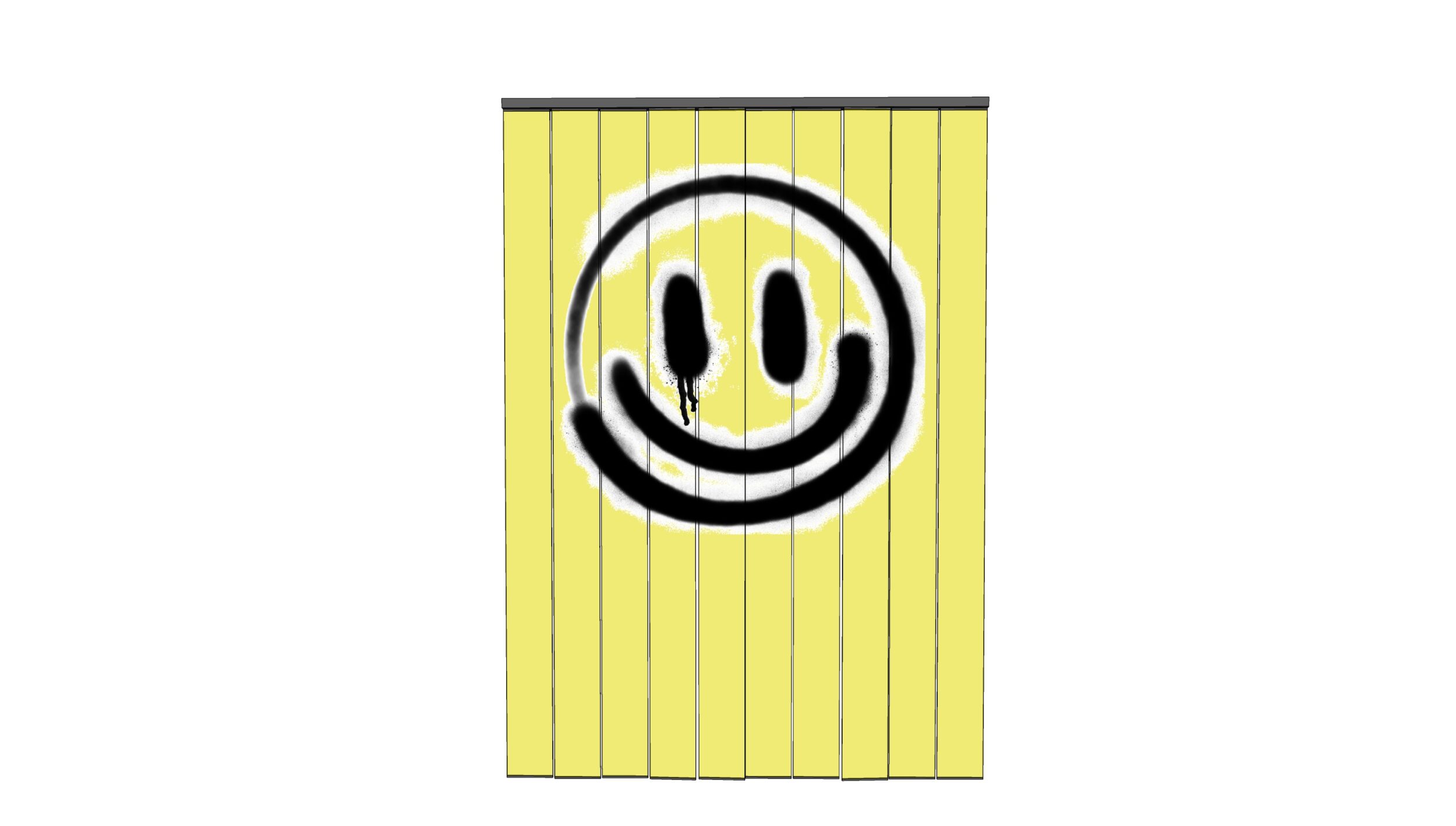 Flappengordijn met smiley geel L150xH200