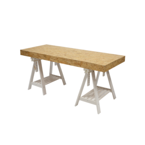 Eco Chique dinertafel OSB witte schragen L180xB80xH78