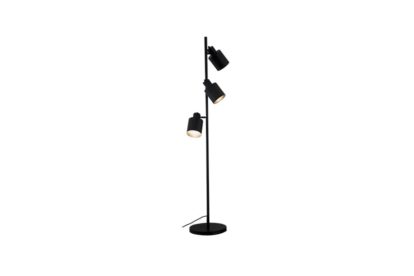 Floor lamp black metal with 3 spots H183