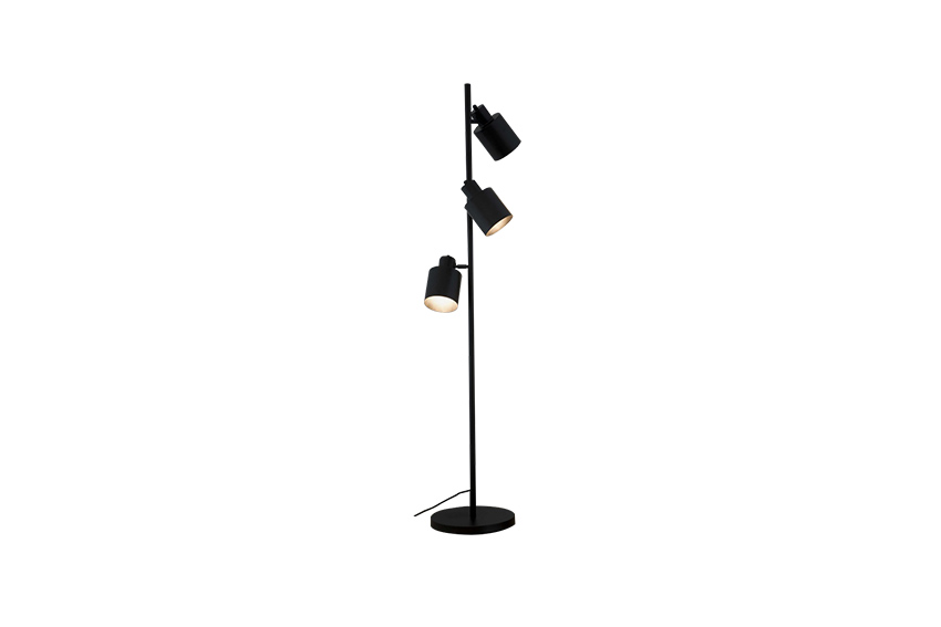 Vloerlamp L | Zwart metaal 3 spots H183