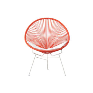 Acapulco draadstoel rood oranje met witte poot L81xB74xH89