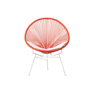 Acapulco draadstoel rood met witte poot L81xB74xH89