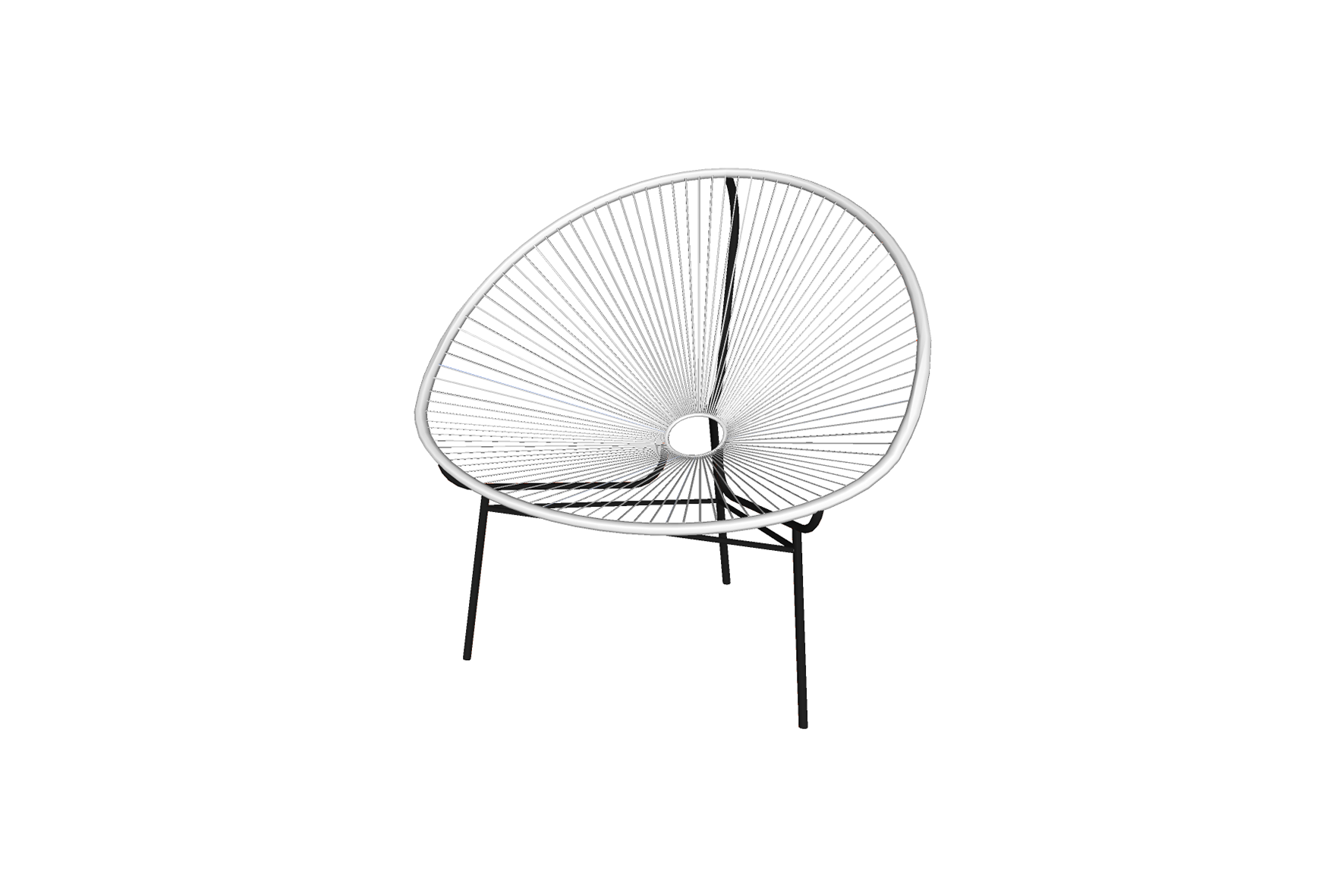 Acapulco draadstoel wit met zwarte poot L82xB70xH74