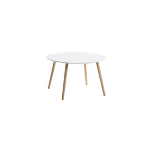 Eco Chique salontafel wit blad met houten poten Ø75xH47