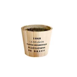 Bloempot S | Hout met tekst klein Ø12xH12