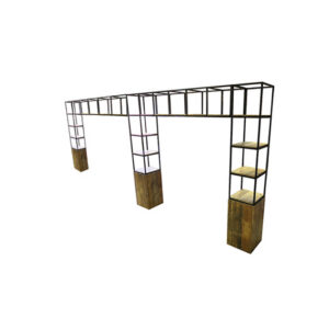 Brooklyn backbar staal dubbel hoog hout L656xB52xH304