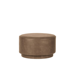 Brooklyn poef rond ecoleer cognac Ø60xH36