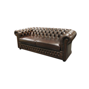 Chesterfield 3-zits bank bruin goede staat L195x90xH80