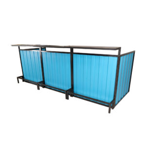 Container frontbar staal blauw L300xB118xH116 (set)