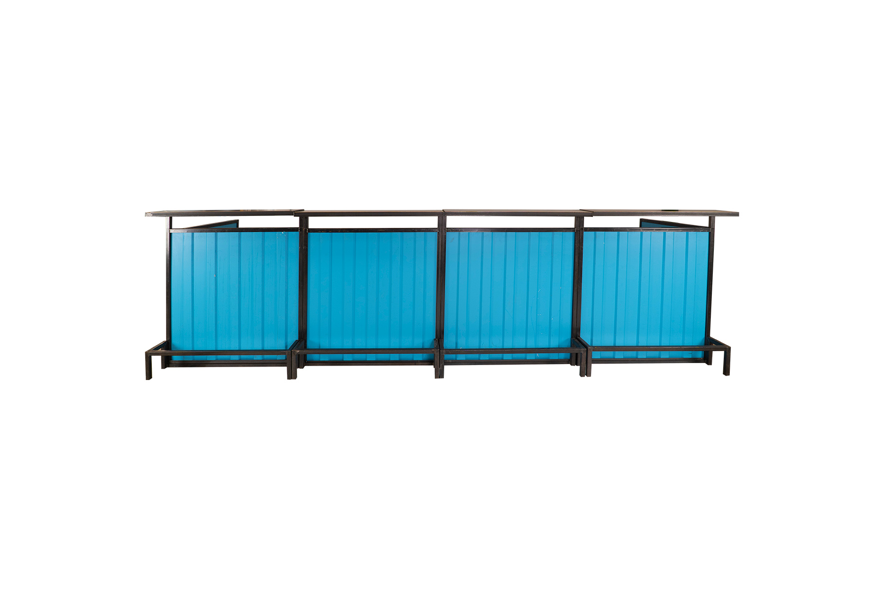 Container frontbar staal blauw L400xB218xH116 (set)