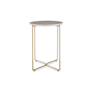 Cosmo Velvet side table gold with marble top Ø35xH50