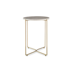 Cosmo Velvet bijzettafel goud met marmer blad Ø35xH50