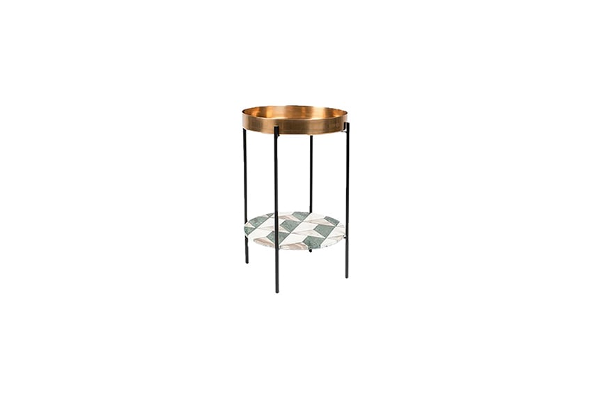 Cosmo Velvet bijzettafel marmer koper Ø35xH57