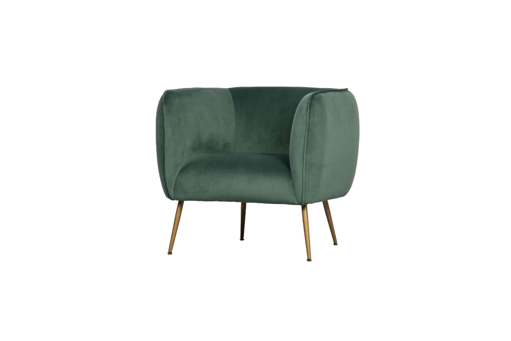 Cosmo Velvet fauteuil zeegroen met gouden poten L79xB71xH71