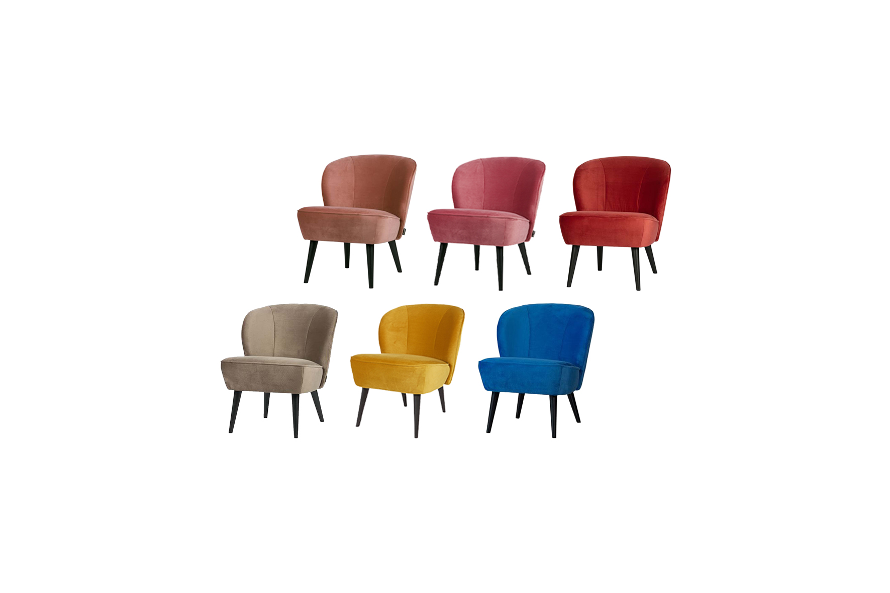 Cosmo Velvet fauteuil L70xB59xH71 (diverse kleuren)