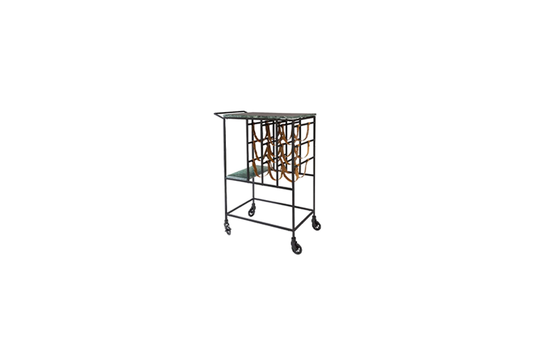 Cosmo Velvet serving trolley emerald L65xW36xH87
