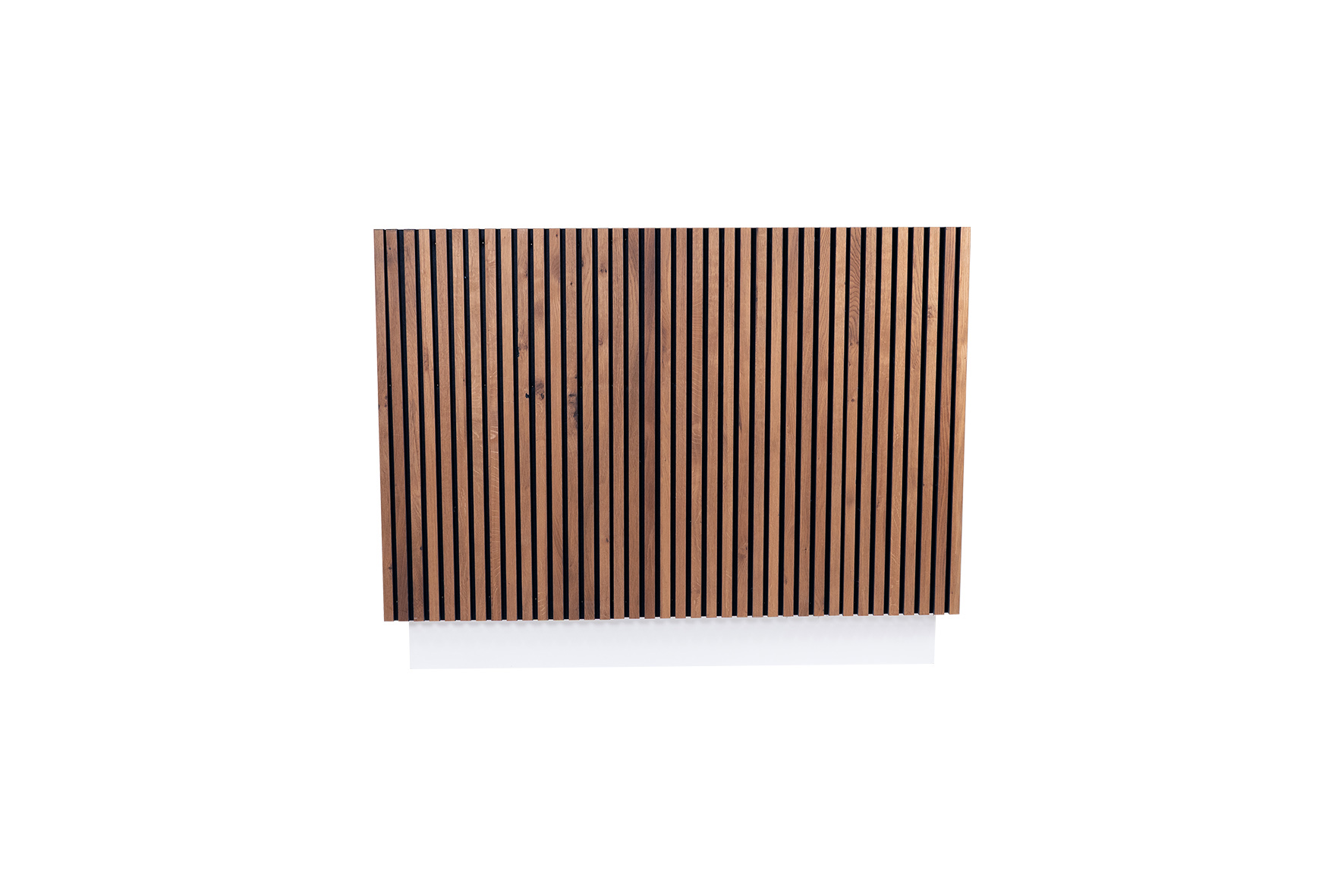 DJ booth withe with wooden slats front panel L120xW60xH110