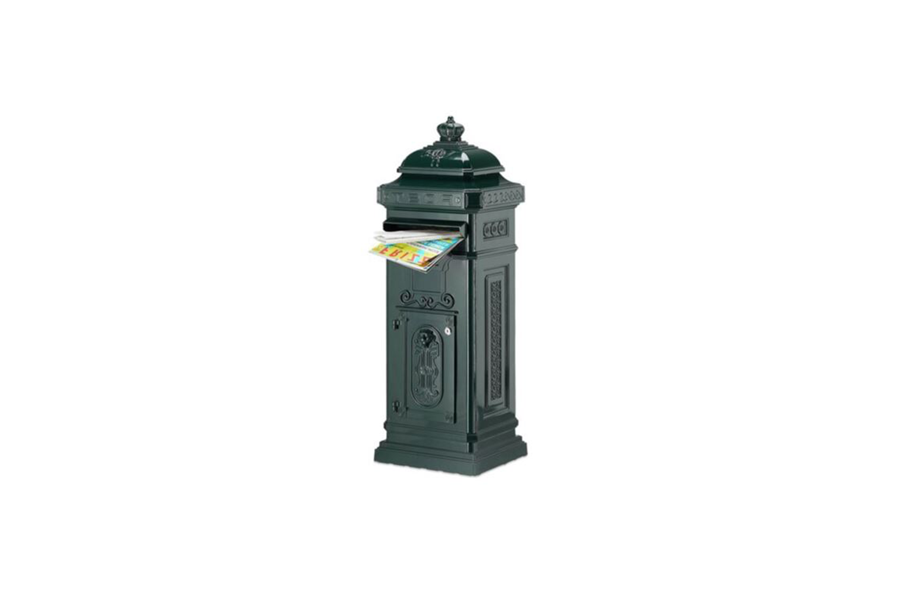 Deco | English column letterbox green L35,5xW32xH102,5