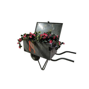 Deco | Industrieel kruiwagen vierkant metaal L150xB60xH87