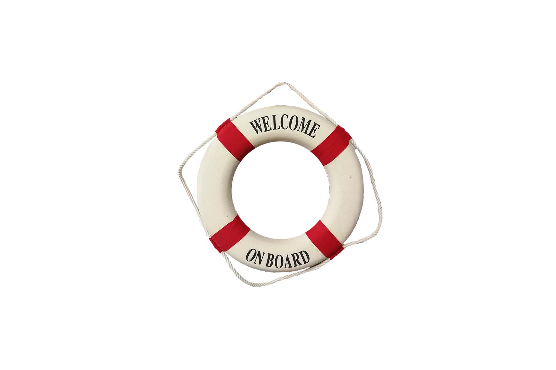 Deco | Lifebuoy 'welcome on board' white / red Ø60