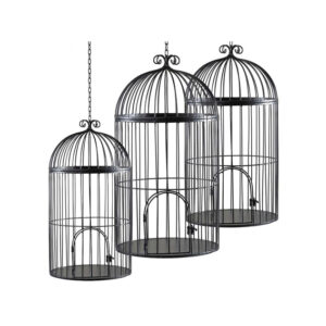 Deco | Vogelkooi zwart met ketting in diverse maten