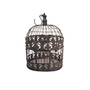 Deco | Vintage vogelkooi bruin ovaal groot