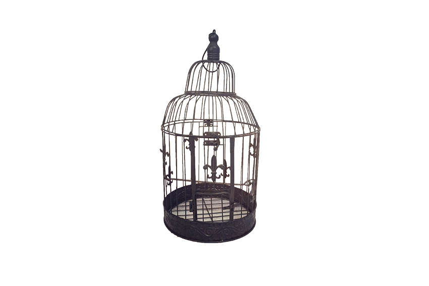 Deco | Vintage birdcage brown round Ø19xH40