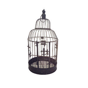 Deco | Vintage vogelkooi bruin rond Ø19xH40