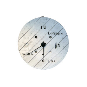 Wandklok vintage wit hout Ø120