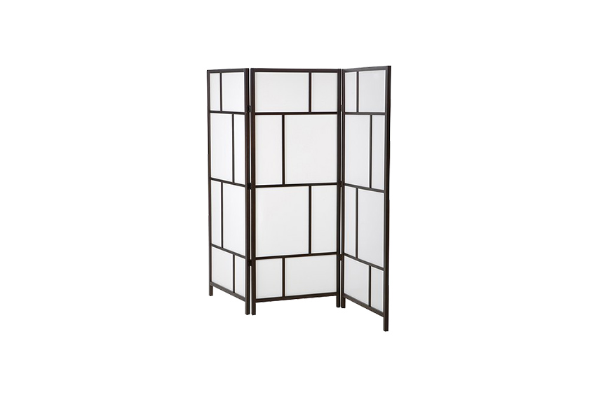 Folding screen 3-panel black/white L216xH185