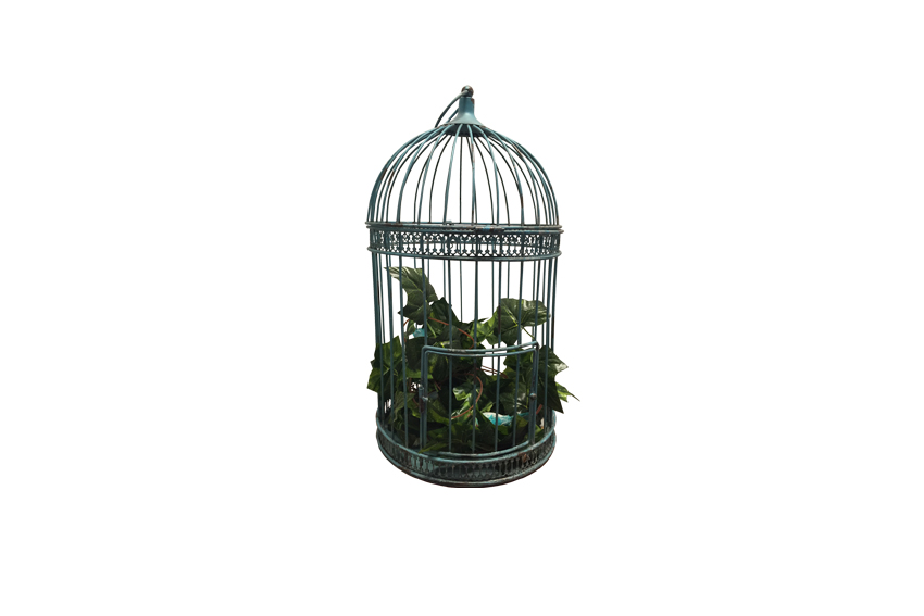Deco | Vintage birdcage turquoise Ø25xH47