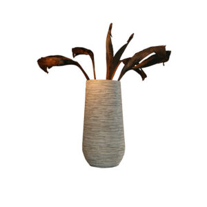 Vaas XL | Wit ribbel hoog incl. kunstpalm Ø100xH250