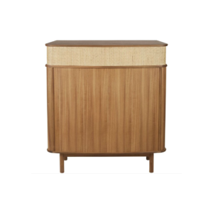 Display cabinet wood with rattan drawers L100xW46xH108