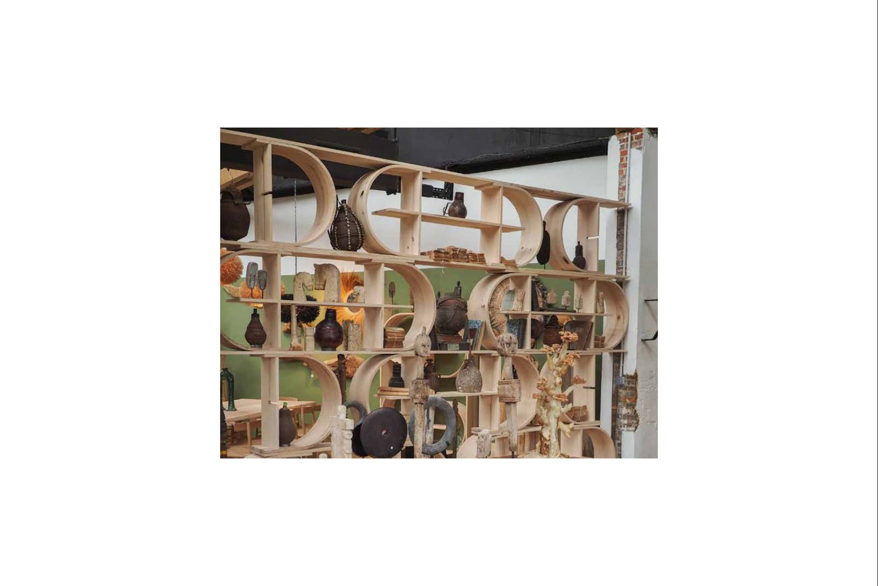 Display cabinet wood organic L197xW28xH75