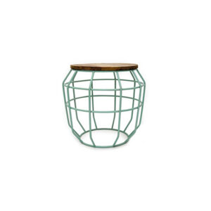 Eco Chique bijzettafel mint wireframe houten blad Ø51xH46