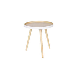 Eco Chique bijzettafel naturel met wit blad Ø41xH40,5