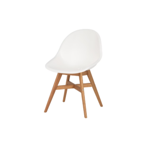 Eco Chique kuipstoel wit met houten poten L50xB53xH84