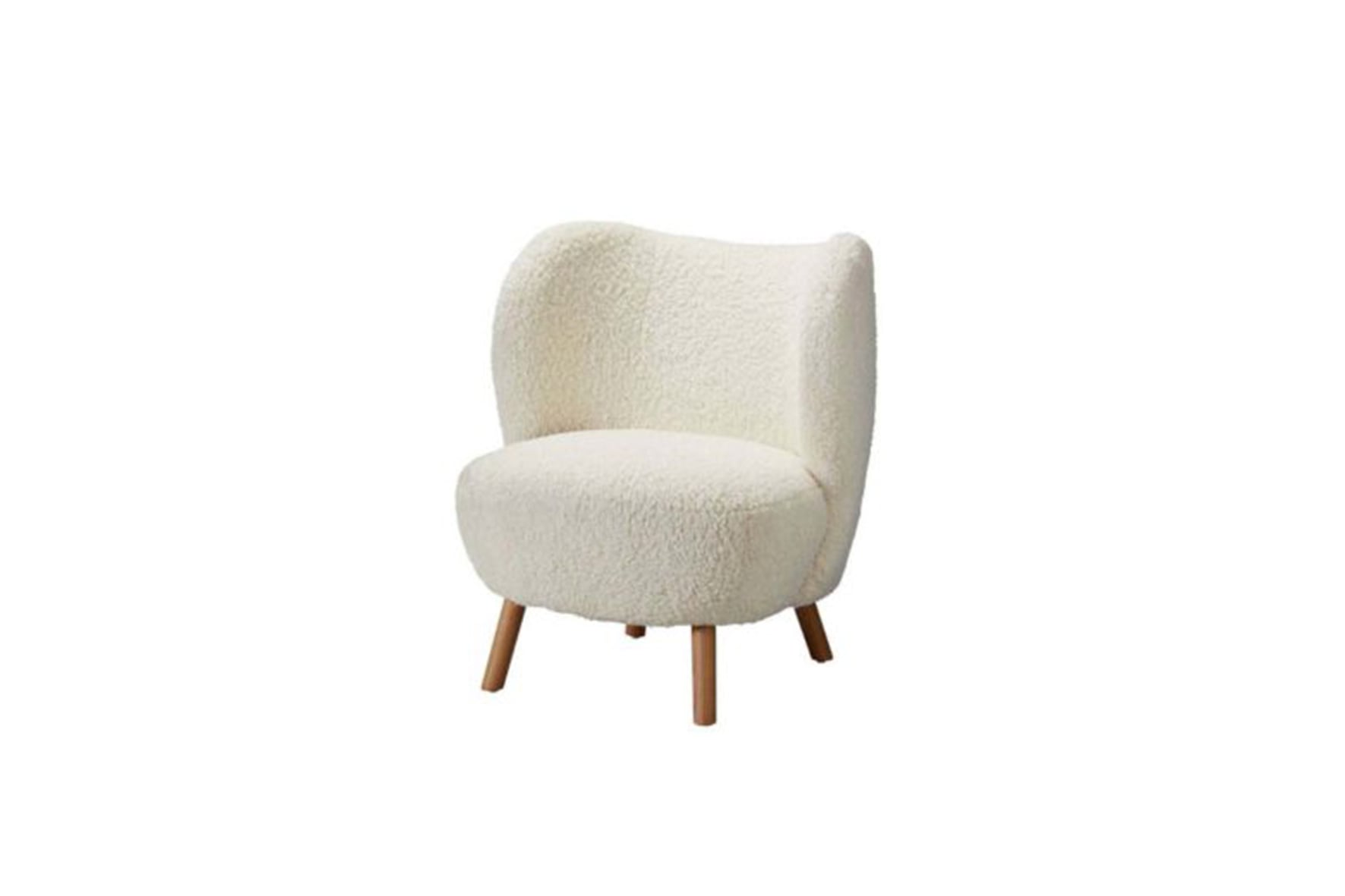 Fauteuil teddy off-white ronde rugleuning L77xB74,5xH85