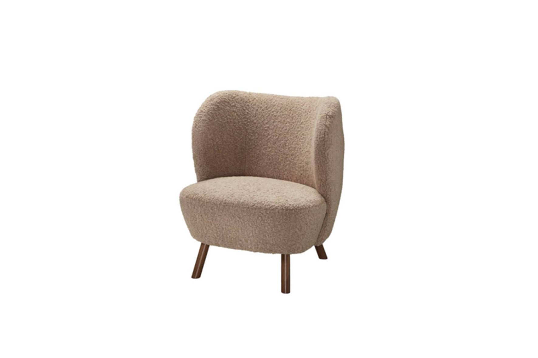 Fauteuil teddy taupe ronde rugleuning L77xB74,5xH85