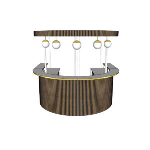 Halfronde bar met houten latten & messing rand incl. koof - Groot L270xB300xH250 (set)