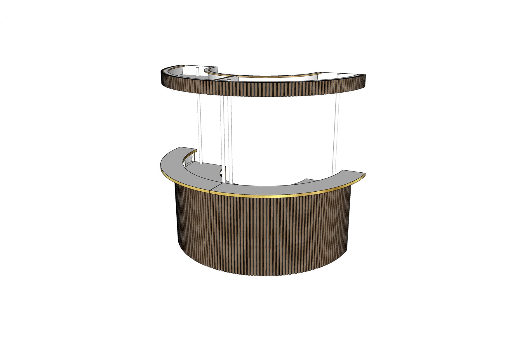 Half-round bar with wooden slats & brass edge incl. cove - Small L150xW300xH250