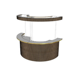 Halfronde bar met houten latten & messing rand incl. koof - Klein L150xB300xH250 (set)