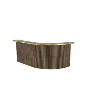 Halfronde bar met houten latten & messing rand - L-vorm L270xB150xH115 (set)