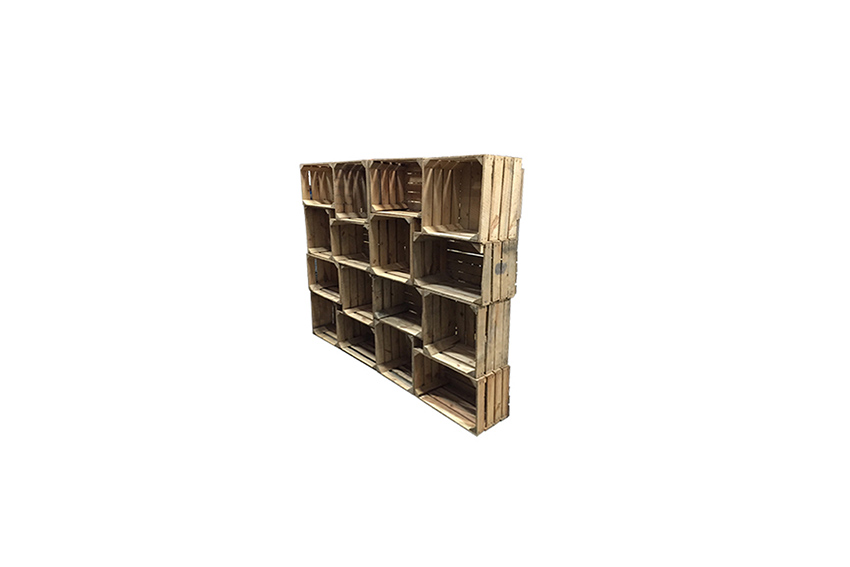 Industrieel fruitkistenkast breed (16 fruitkisten) L182xB31xH182