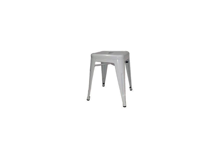 Industrieel Tolix kruk laag wit glans L39xB39xH46
