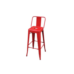 Industrial Tolix barstool with backrest red H76