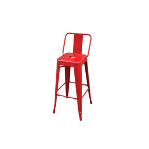 Industrieel Tolix barkruk met rugleuning rood H76