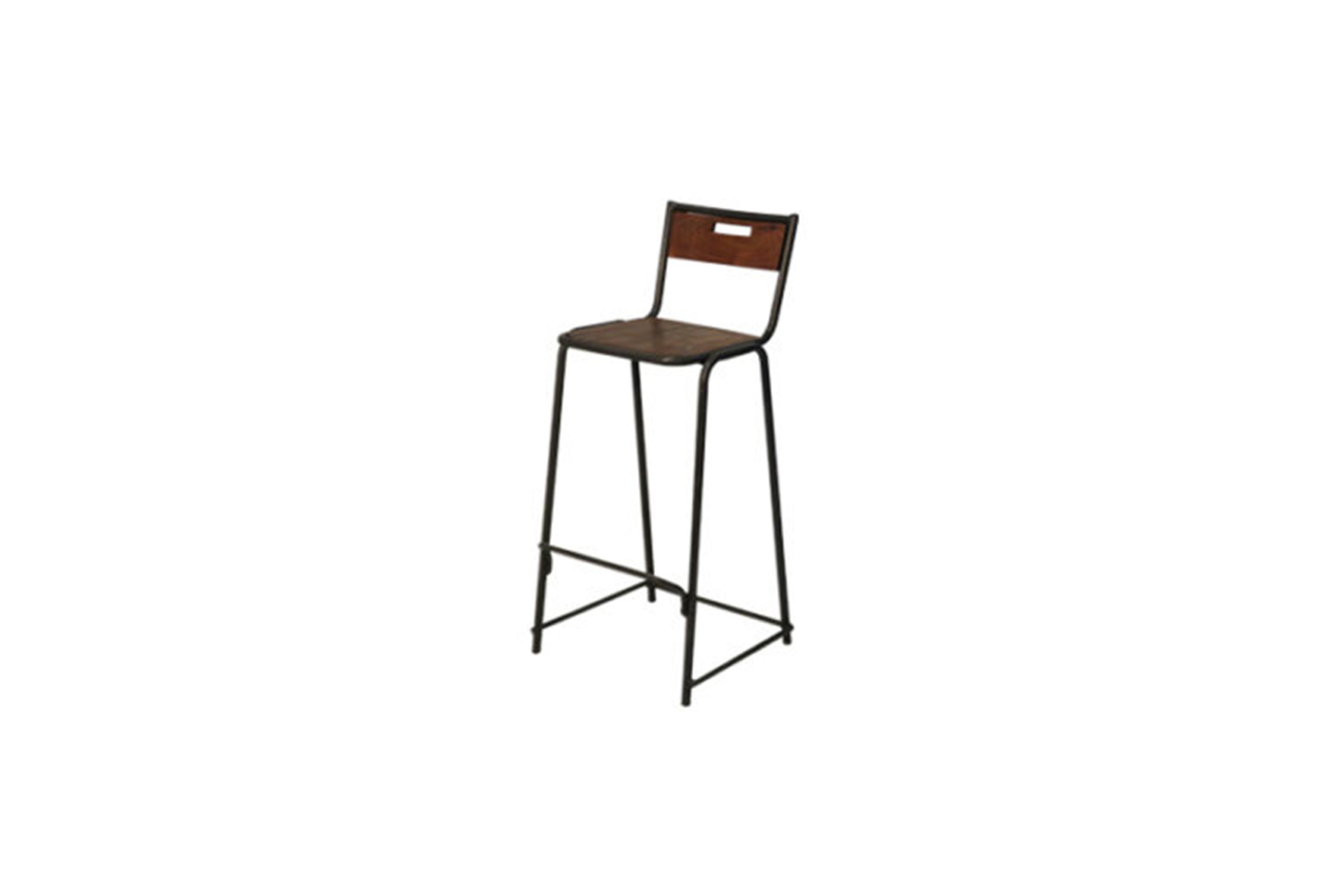 Industrial barstool with backrest angular iron/wood H72