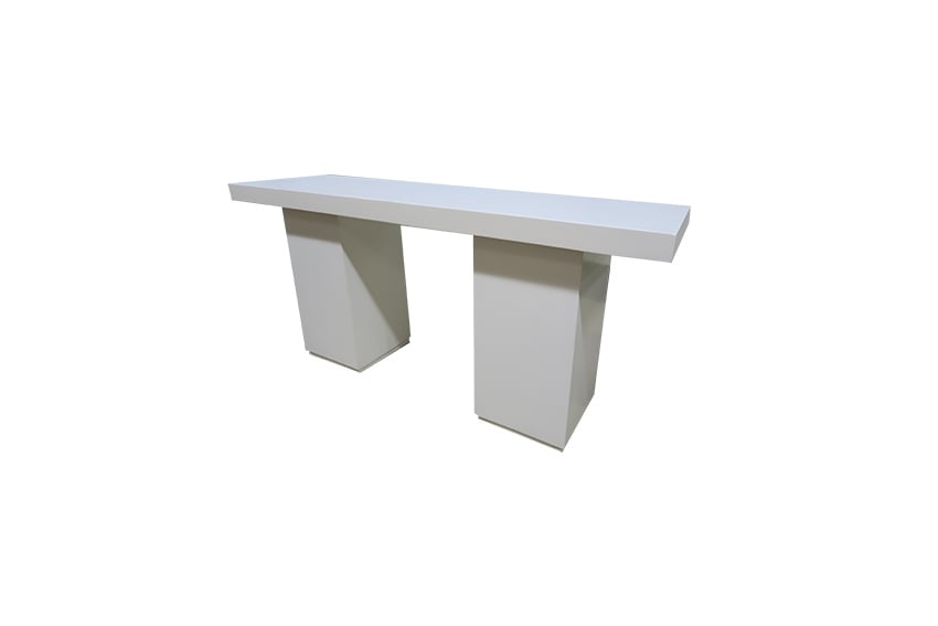 Kopenhagen high table long white columns L250xW70xH110